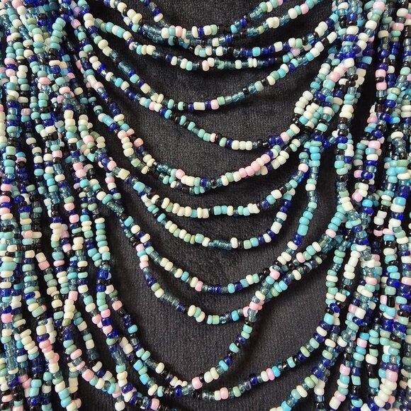 Womens Fashion Multicolor Multiple Layered Seed Beaded Necklace Jewelry - Picture 6 of 8